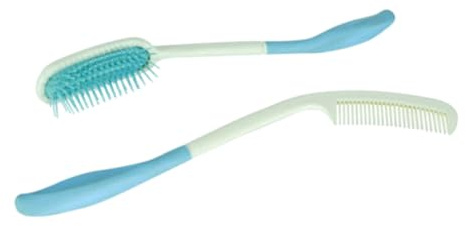 DEARMAMY 2piezas Peine De Mango Curvo y Peine De Plástico Cabello y Pacientes Mayores Práctico Para Masaje y Uso Diario