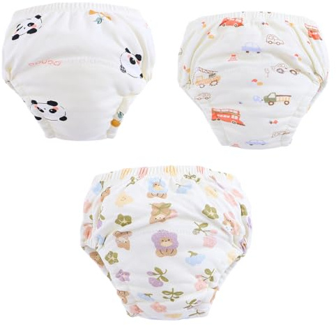 Lot de 3 Culotte d'apprentissage pour Garcon Fille, Slip d'apprentissage Propreté Coton, Culottes d'apprentissage Imperméables Réutilisables et Lavable, Convient aux bébés pesant Entre 12 et 16 kg
