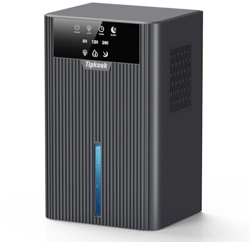 Deshumidificateur d Air, Tipkook Deshumidificateur d Air Anti Moisissure,2400ML,Lumière LED 10 Couleurs, Grand écran,Portable,Arrêt Automatique,Minuterie 8/12/24H,pour Maison,Chambre
