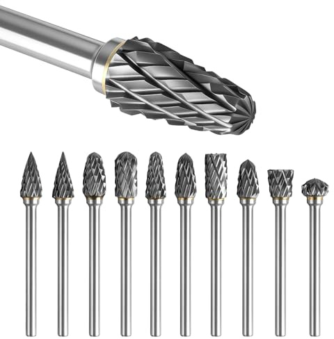 Fräser Bits 10 Stück, Hartmetall Fräser, Doppelschnitt-Frässtifte 3mm Schaft, Fräser Bits Für Schleifen, Gravieren & Polieren, Frässtifte Mit Doppelschnitt Für Fräser, Gravierstift & Drechselzubehör