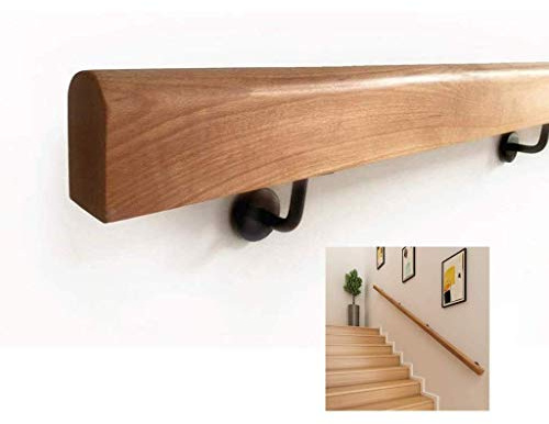 Genérico Pasamanos de Escalera de Madera Natural, de 30 a 6 Metros. Kit Completo de pasamanos Antideslizantes Profesionales para Montaje en Pared.