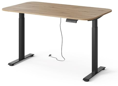 Vicco Schreibtisch höhenverstellbarer Elevate, Schwarz/Artisan, 140x80 cm | 2 Motoren, zur Nutzung als Arbeitsplatz oder Computertisch geeignet