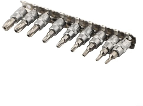 URPIZY Set di 9 cacciaviti Torx con punte a stella a 5 punte (TS10-TS50), 1/4 pollici, per viti Pentalobe – Set di attrezzi per riparazioni