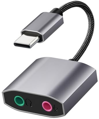 LAKPYN Scheda Audio Esterna USB C, Adattatore Audio Tipo C a Jack 3,5mm Hi-Fi 24-bit/96kHz, Convertitore Audio con Ingresso Microfono e Uscita Cuffie, Plug & Play per PC, Laptop, perPS5PS4Xbox
