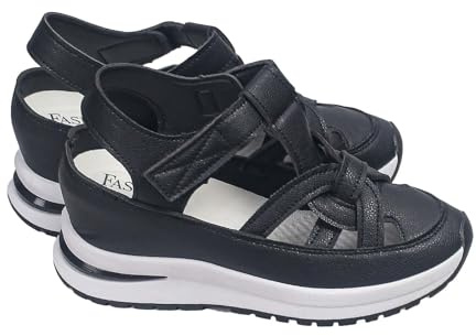 Kilsandaler för kvinnor UK stängd tå urholkad plattform sandal damer gladiatorsandaler avslappnad bekväm bågstöd sandal mjuk sula halkfria sommarsportskor andningsbara promenadskor för utomhus, Svart