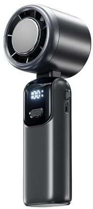 Ventilatore portatile Turbo,199 velocità regolabili,Ricaricabile USB 2400 mAh Max 8 ore,Ventilatore tascabile con schermo a LED,Ventilatori a mano, accessori per casa, esterni, campeggio (grigio)