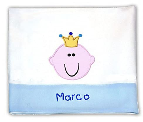Zigozago - 3-teiliges Baby Bettwäsche Komplett Set Prinz - 100% Baumwolle, handgefertigt, bestickt und mit Namen personalisierbar