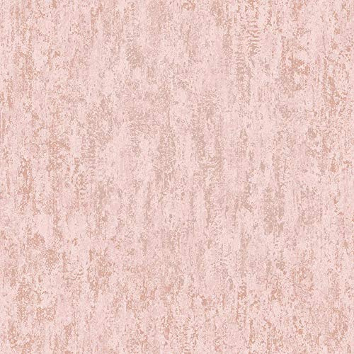 Industrial Textured Metallic Wallpaper Pink Rose Gold Stone Steel Y�L