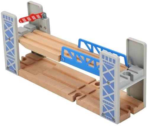 Z MAYABBO Wooden Train Set Accessories Wood Railway Bridge for Railroad Tracks, 2-Level Overpass Compatible for All Railway Tracks System