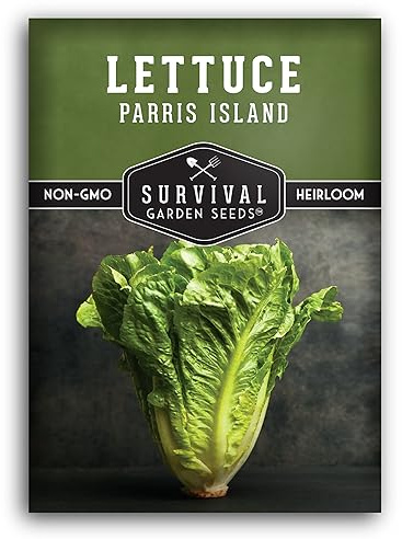 Romaine Lettuce Seeds for Planting – Parris Island Cos Heirloom Variety with Crisp, Tender Heads – Heat Tolerant, Non-GMO Lettuce for Salads – Survival Garden Seeds (1 Pack)