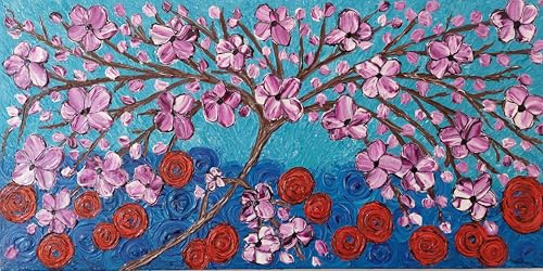 DORON ARTE QUADRO MODERNO ASTRATTO DIPINTO A MANO TELAIO GALLERY BORDI DIPINTI - ALBERO DELLA VITA - 40x80x4 cm -RIF221