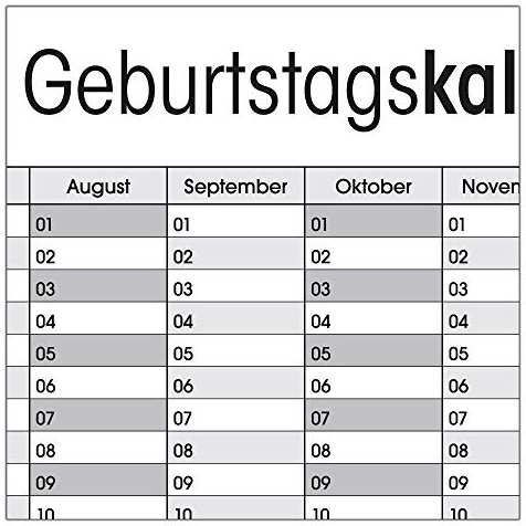 Immerwährender Kalender Geburtstagskalender DIN A3 gefaltet Grau