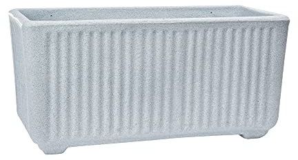 Garden Italia Floreros Maceta para jardín Rectángulo centorighe Alto GRCH Lado 80 cm - Altura 40 cm - en Resina Color Piedra - Made in Italy - Resistente a Las heladas - a Prueba de Golpes - Ligero
