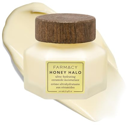 Farmacy Ceramide Face Moisturizer - Honey Halo Ultra Hydrating Facial Moisturizer with Buckwheat Honey + Ceramides - Helps Restore Barrier + Replenish Dryness - Plumping Skin Care for Dry Skin (100ml)
