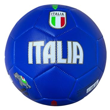 Mikado Sport Pallone da Calcio Modello Italia. Blu. Palla Realizzata in HF PVC. Adulti Ragazzi e Bambini (Misura 5 - Grande)
