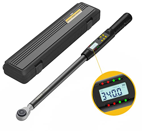 TAGVIT Clé Dynamométrique Numérique 1/2, Haute Précision ±2%, 17-340 Nm Clé Dynamométrique avec Buzzer et Affichage LED pour Motos, Voiture et Camion