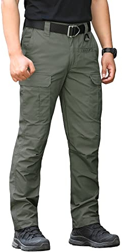 CARWORNIC Taktiska militära byxor för män, vattentäta arbetscargobyxor, Armégrön, 34W / 30L