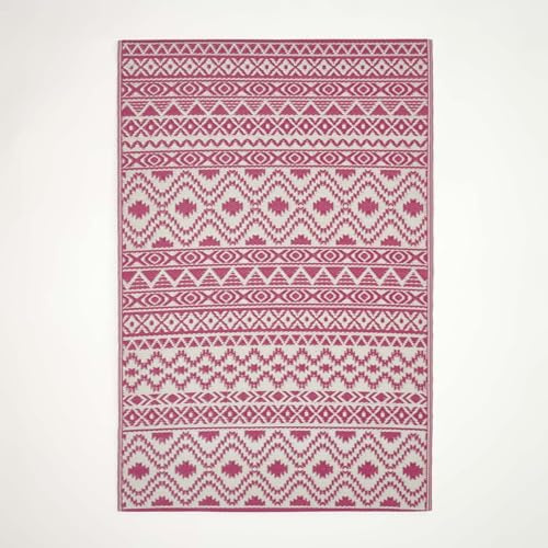 HOMESCAPES Tapis extérieur résistant Pluie et UV, Tapis de Jardin imperméable réversible Rose Tia, 120 x 180 cm, Intérieur extérieur terrasse Balcon