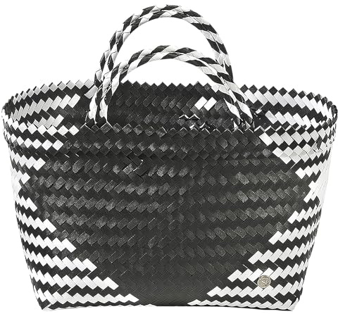 Kobolo Tasche Einkaufskorb geflochten Kunststoff Shopper ROM XXL Schwarz
