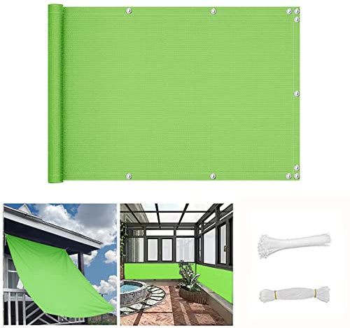 QINGLV Balkon Sichtschutz Ohne Bohren 100x300cm Balkonumrandung Ohne Bohren Wind- Und Uv-Schutz Balkonverkleidung Sichtschutz Mit Nylon Kabelbinder Und Kordel -Grün
