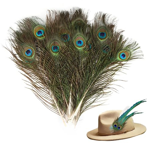 20 Stück Natürliche Pfauenfeder 25-30CM Schöne Augen Federn für Hüte DIY Craft Handwerk Kopf Dekorationen Pfau Deko