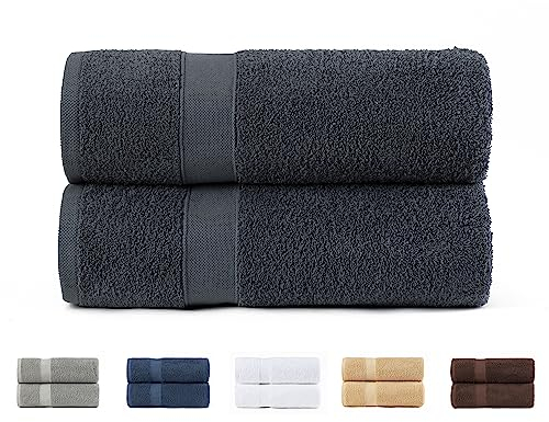 Todocama 2 große Badetücher, 100% Baumwolle, 550 g/m², extra weich, sehr saugfähig und schnell trocknend, Maße 100 x 150 cm, Dunkelgrau