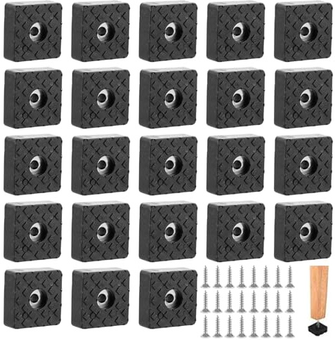 APACALI 50 piedini in gomma avvitabili, quadrati, 30 mm, piedini in gomma, colore nero, antiscivolo, con vite, per mobili e pavimenti