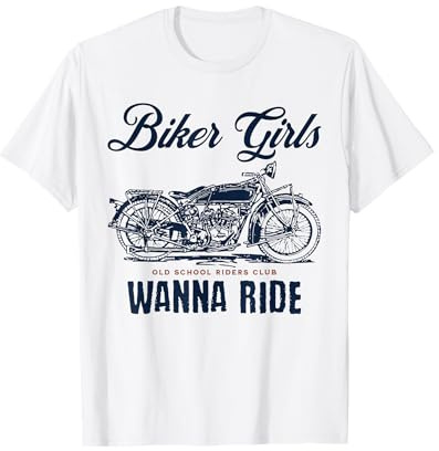 Vintage Biker Girls Motorcycle American Motorbike Women T-Shirt