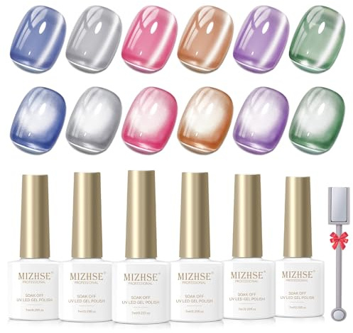 MIZHSE Cat Eye UV Gel Magnet Nagellack Set 6 Farben Cateye Nail Polish
