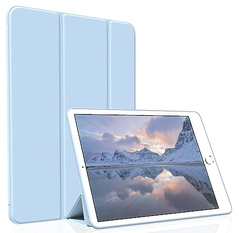 Figair Hülle für iPad Air 2 (2014 Modell), Himmelblau | ultradünne leichte Smart Schutzhülle mit weicher TPU Rückseite, Auto-Schlaf-/Weckfunktion, kompatibel mit iPad A1566/A1567