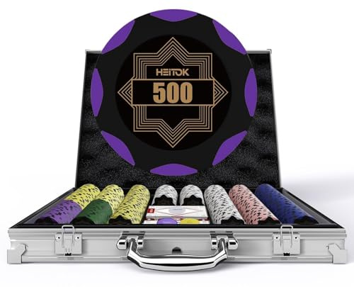 HEITOK Pokerchip-set 500 Marker 14g Clay Composite Numrerade Texas Hold'em