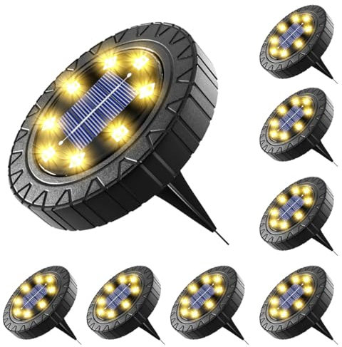 CGN 8 Stück Solarlampen für außen, 8 LED Solar Bodenleuchten Aussen Gartenbeleuchtung, IP68 Wasserdicht aufgerüstet Solarleuchten für außen garten Gras Hof Pool Weg Einfahrt Gehweg Warmweiß