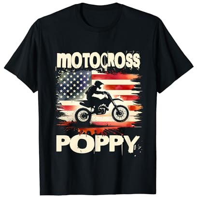 Motocross Poppy Vintage American Flag Motorbike T-Shirt