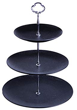 CVNIMV 3-stöckiger Gebäckständer, runde Dessert-Servierplatte mit Griffen, 10,6/9/7 Zoll Vorspeisenteller Punschschüssel Brotteller, Wiederverwendbare Paletten (Farbe: Silber-a,