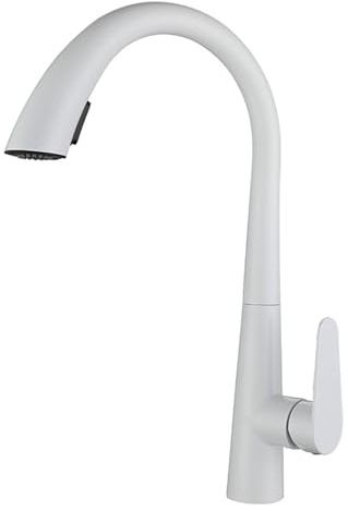 Rubinetto da cucina bianco miscelatore da cucina con doccetta estraibile, rubinetto doccetta da cucina girevole a 360°, rubinetteria da cucina in acciaio inossidabile, 2 modalità di spruzzatura