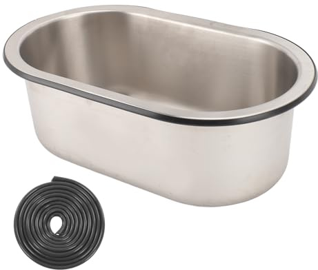 Fregadero de Barra de Acero Inoxidable 304 fregadero de acero inoxidable 32x18 curvo Tazón Individual para Cocina, Instalación Empotrada con Cepillado Vasca singola