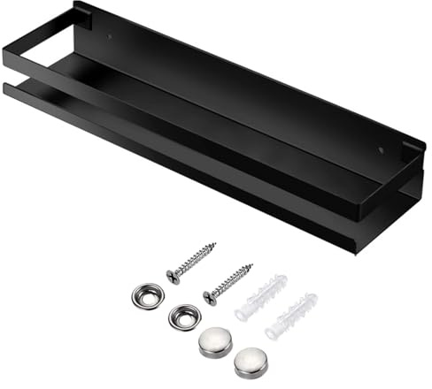 YANYYGu Rostfreie Metall-Aufbewahrungsschweberegale Wandmontierte Rechteckige Regale für Badezimmer, Küchen und Waschküchen (40cm Schwarz)