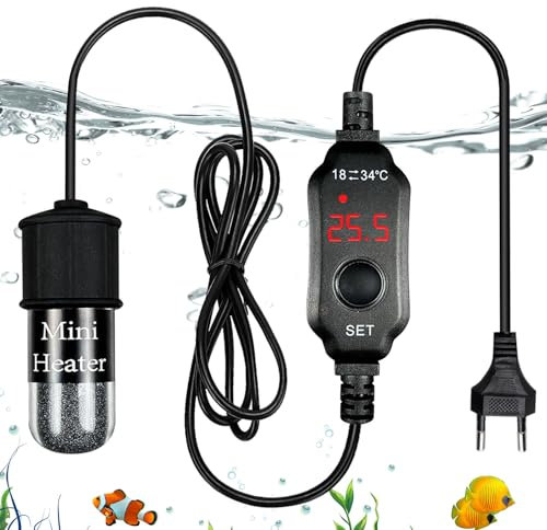 BORDEAG Mini Aquarium Heizung, 10W USB Aquarium Heizstab mit LED-Anzeige, Externer Temperaturregler Aquarium Heizstab, Mini Heizstab Aquarium, Aquarium Heizer für 2L Aquarien Fischtanks