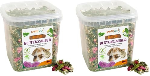 petifool Blütenzauber 360g - Ergänzungsfutter für Nager - natürliches Nagerfutter für Kaninchen, Meerschweinchen, Hamster, Chinchilla & mehr - ohne künstliche Zusätze - 100% Natur -artgerechtes Futter