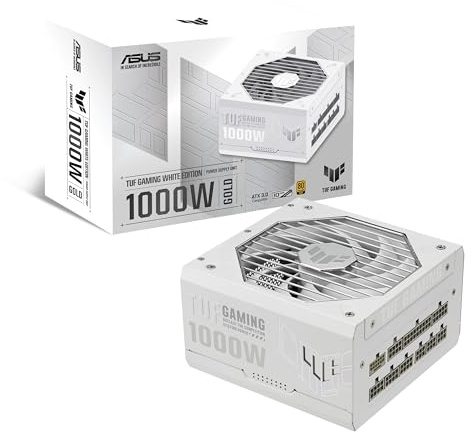 ASUS TUF Gaming 1000W Gold White Edition (1000 Watt, Fully Modular Power Supply, 80+ Gold Certified, Military-Grade Components, Dual Ball Bearing, Axial-tech Fan, PCB Coating, 10 Year Warranty)