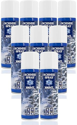 Stephans Möbelbörse 9X Kunstschnee - Spraydose mit Dekoschnee - Schneespray zum Dekorieren zu Weihnachten - Sprühschnee Snowspray Fensterspray Schnee Spray Deko Schnee (09 Stück - 300ml/Schnee)