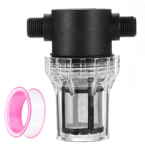 sourcing map Pressure Washer Filter 1/2 NPT Female Thread, Inline Mesh Strainer Attachment, Outlet for Pipe Strainer, Stainless Steel Screen with Sealant Tape (Size:80 Mesh)