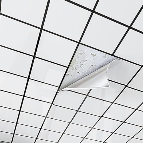 MLYAYE Deckenpaneele Deckenplatten Dekorative PVC-Decken- und Wandfliesen für Aufkleben, kommerzielle Glatte Deckenfliesen – wasserdichter Deckenaufkleber für Abziehen und Aufkleben(40pack)
