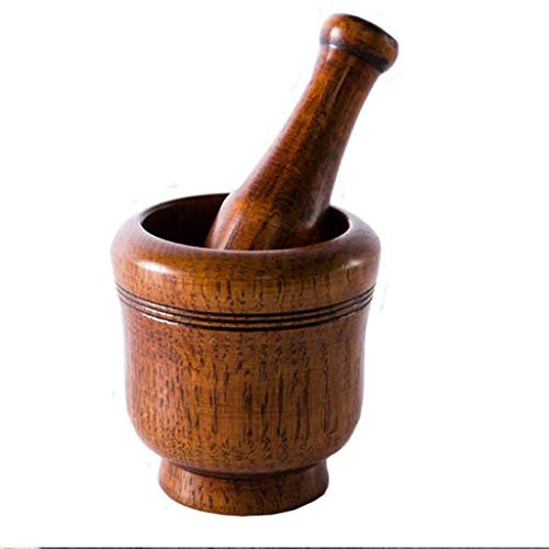 BESTHAHA Mortero y Maja de Madera | Juego de mortero y Maja | Ideal para Especias, Molinillo y triturador de ajo