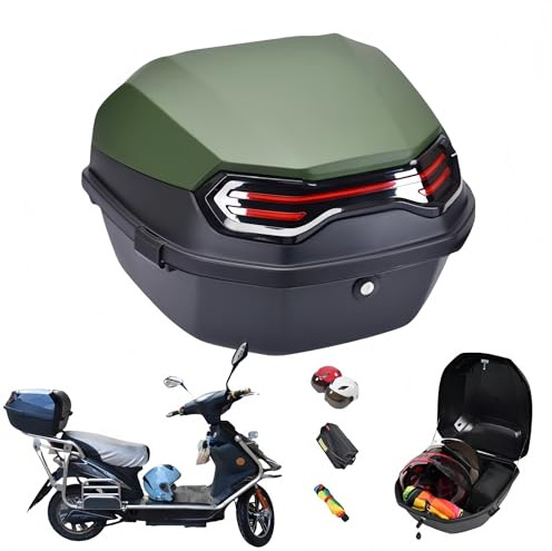 pykaaiiu Motorradkoffer Topcase Einfache Montage Motorrad Heckkoffer Für Roller, Motorrad, Mofa & Quad, Mit Rückenpolster Motorradkoffer 36L Koffer Passend für Fahrzeuge mit Rahmen(Militärgrün)