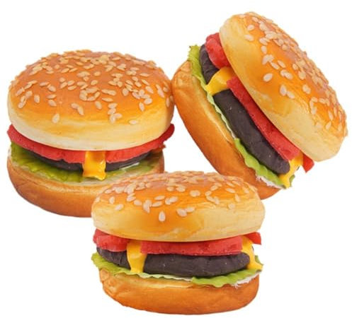 Ymxygz 3 Stücke Künstliche Burger Dekor Simulation Pu Figur Prop Weiche Gefälschte Lebensmittel Brot Modell Für Home Küche Dekor