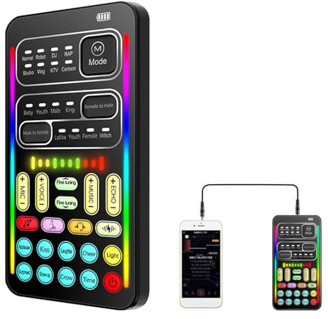Dispositivo Cambiador De Voz | Cambiador De Voz Portátil - Tarjeta De Sonido con 8 Cambios De Sonido De Efectos De Sonido, Cambiador De Voz Compatible con Teléfono Móvil, Computadora, Mesa