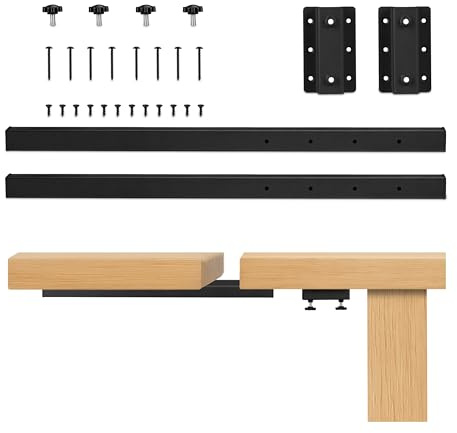 Relaxdays Tischplattenverlängerung, 60 cm, Tischverlängerung 2-armig, Tischbeschlag 80 kg, ausziehbar, Metall, schwarz | Tischverlängerung 2-armig, Tischbeschlag 80 kg, ausziehbar, Metall