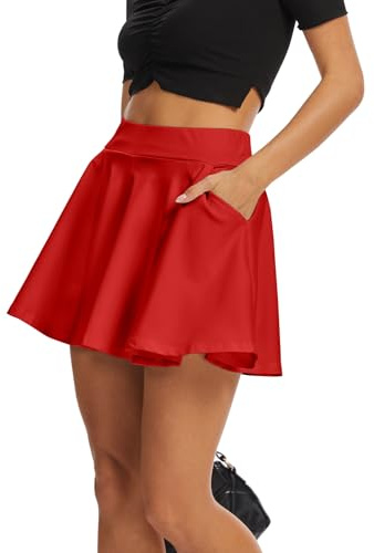 DGSHIRLDJO Falda para Mujer con pantalón Cintura Alta Elástica Patinadora Faldas Cortas Básicas Bolsillos Versátil Minifalda Falda de Tenis XS-XXL