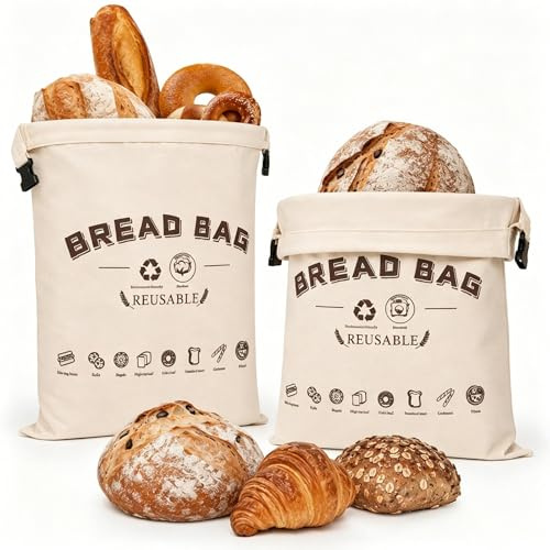 1 pezzo Sacchetti per il pane in cera d'api extra large, riutilizzabili, Sacchetti in cera d'api per pane lievito naturale, sacchetto di cotone cerato con chiusura a fibbia, mantiene il cibo fresco